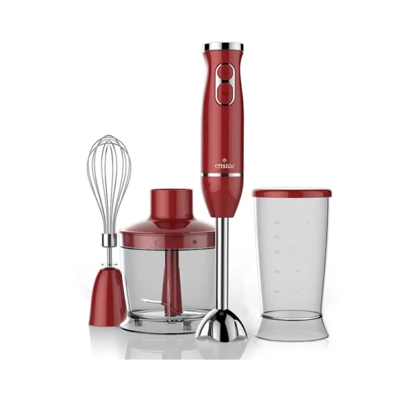 Bras Mixeur 3 en 1 CRISTOR Bras mixeur, Hachoir et Bras Fouet  Rouge_Chrome 500 W-500 ML
