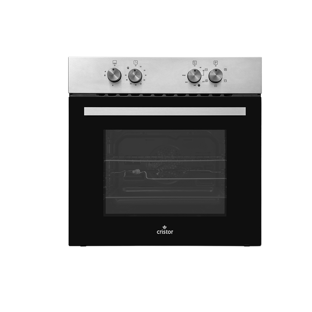 FED41FM2S-1000x1000 Four Encastrable Cristor Gaz-Électrique Noir Inox 62L – Image 1