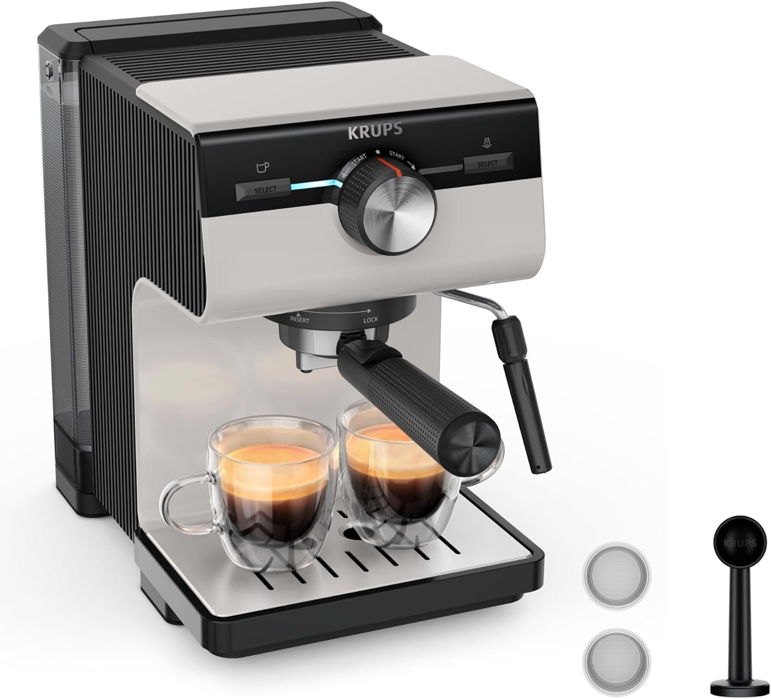 71PziUAyC9L._AC_SL1500_ Machine Expresso Manuelle Krups Authentic Gris Clair – Image 1