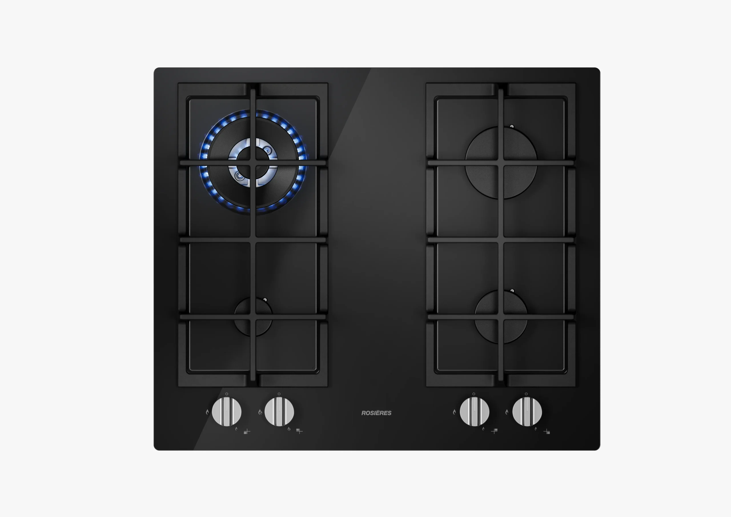 ROSIERES PIANO CDK-TOP ACCESO copia Table de cuisson Rosières 4 Feux Black Glass avec Wok Burner – Image 1